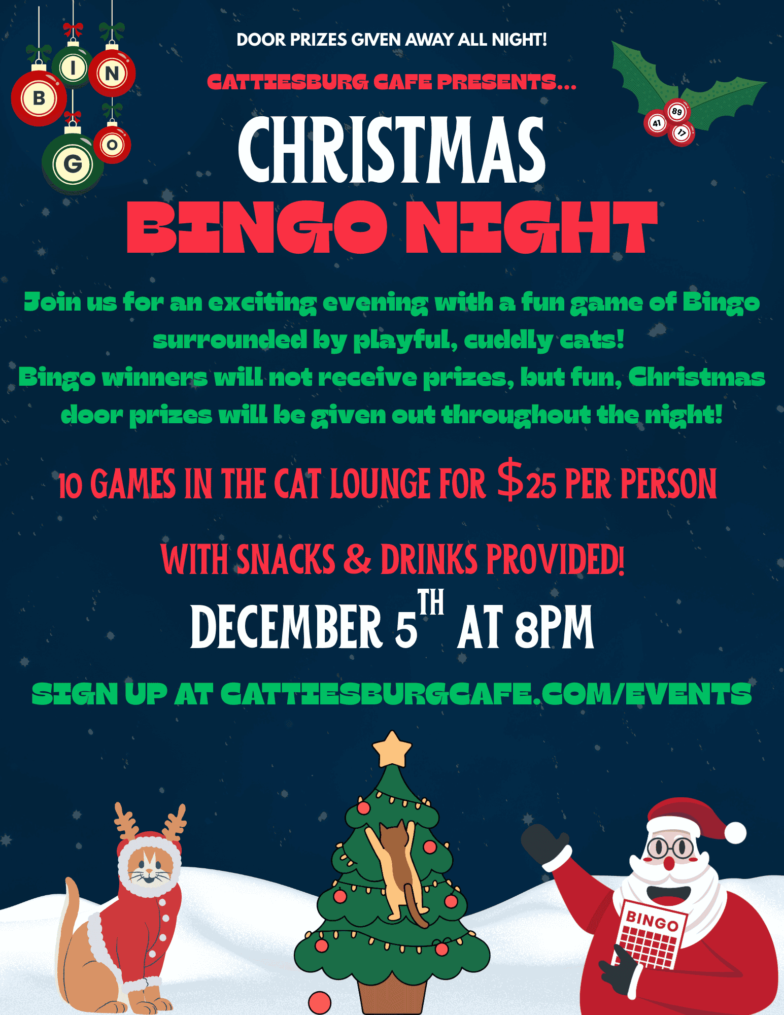 Christmas Bingo Night with Cats